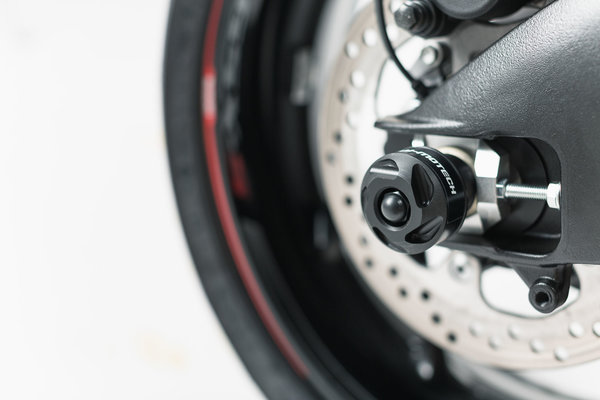 Roulettes de protection pour bras oscillant Noir. Suzuki GSX-S1000 / F, Honda CB1100RR.
