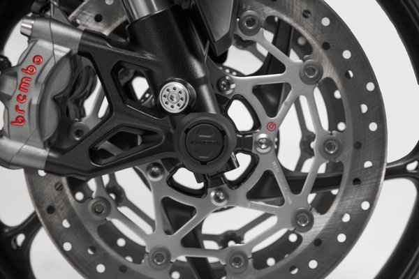 Roulettes de protection de fourche Noir. Moto Guzzi V85 TT (19-21).
