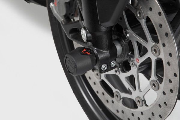 Roulettes de protection de fourche Noir. Moto Guzzi V85 TT (19-21).